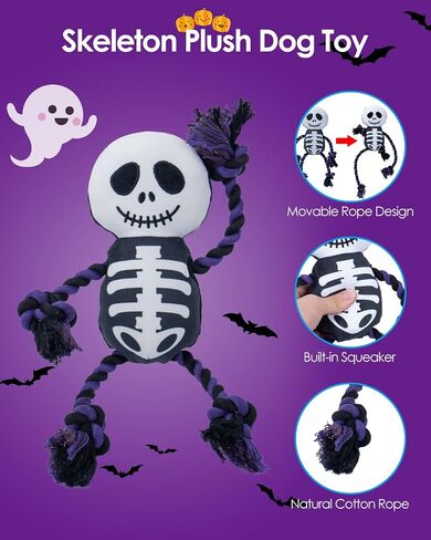 Halloween Dog Toys, Funny Squeaky Dog Toys, Plush Stuffed Dog Toys for Small Medium Large Dogs, Puppy Chew Toys for Teething, Dog Rope Toys, Dog Toys for Boredom, Entertaining - Bat in Saudi Arabia