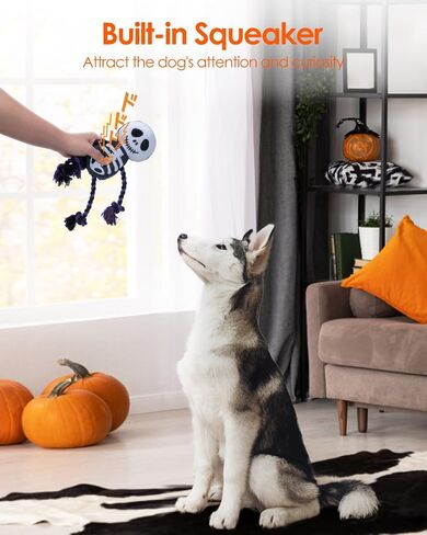 Halloween Dog Toys, Funny Squeaky Dog Toys, Plush Stuffed Dog Toys for Small Medium Large Dogs, Puppy Chew Toys for Teething, Dog Rope Toys, Dog Toys for Boredom, Entertaining - Bat in Saudi Arabia