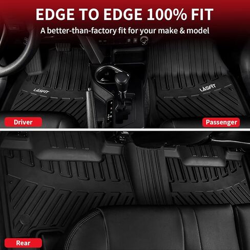 سجادات أرضية LASFIT لسيارة Toyota RAV4 2019-2024 (تشمل الهجين) سجادات TPE تناسب جميع الأحوال الجوية بطانة أرضية مخصصة لسيارة Toyota RAV 4 الصف الأول والثاني، أسود in Kuwait