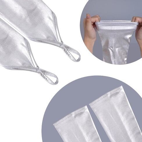 Metallic Gloves Women Costume Fingerless Gloves Halloween Girl Long Elastic Shiny Cosplay Gloves Party Accessories in Kuwait