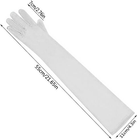قفازات نسائية طويلة لحفلات الأوبرا 1920s قفازات من الساتان أزياء قابلة للتمدد مقاس الكبار طول الكوع لحفلات الزفاف in Kuwait