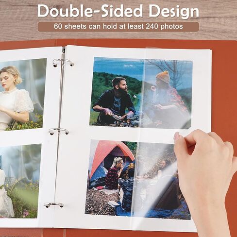60 PCS Photo Album Self Adhesive Pages, Photo Album Pages for 3 Ring Binder Double Sided Photo Album Refill Pages Photo Mounting Sheets Fits 8x10-8.5 x 11 Photos in Saudi Arabia