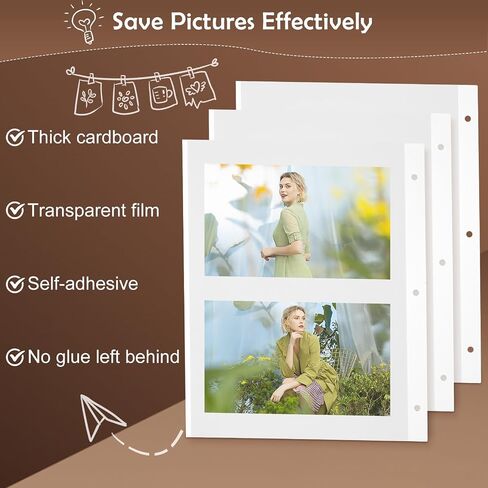 60 PCS Photo Album Self Adhesive Pages, Photo Album Pages for 3 Ring Binder Double Sided Photo Album Refill Pages Photo Mounting Sheets Fits 8x10-8.5 x 11 Photos in Saudi Arabia