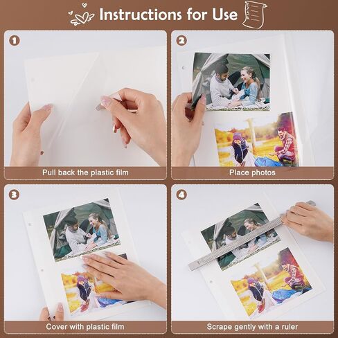 60 PCS Photo Album Self Adhesive Pages, Photo Album Pages for 3 Ring Binder Double Sided Photo Album Refill Pages Photo Mounting Sheets Fits 8x10-8.5 x 11 Photos in Saudi Arabia