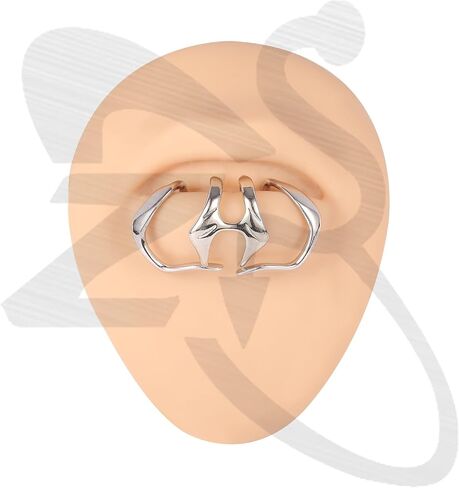 ZS 1PC Non-Piercing Wrap Lip Cuff Jewelry, Cyberpunk Lip Piercing Stainless Steel Fake Lip Ring Clip On Ear Cartilage Body Piercing Jewelry For Women Men in Saudi Arabia
