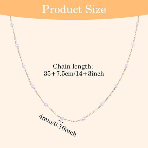 Gold Pearl Necklace Dainty Pearl Pendant Necklaces for Women Summer Daily Simple Cute Freshwater White Small Pearl Gold Necklace Adjustable Pearl Jewelry as Bride Bridesmaid Wedding Jewelry Gifts in Saudi Arabia