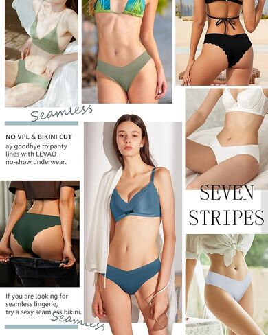 LEVAO Women Seamless Hipster Cheeky Bikini No Show Underwear Sexy Stretch V-Waist Hipster Wavy Sides Invisible Panties 5 Pack in Saudi Arabia