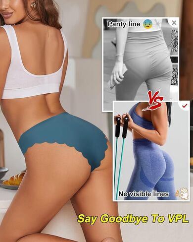 LEVAO Women Seamless Hipster Cheeky Bikini No Show Underwear Sexy Stretch V-Waist Hipster Wavy Sides Invisible Panties 5 Pack in Saudi Arabia