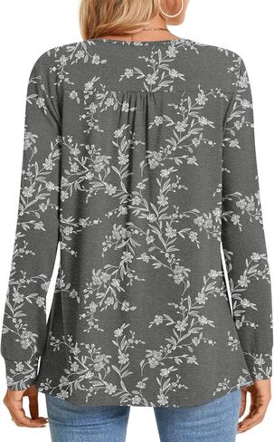 Anyhold Women's Fall Long Sleeve Tunic Tops Dressy Casual Shirts Crew Neck T-Shirt Pleated Business Blouses in Kuwait