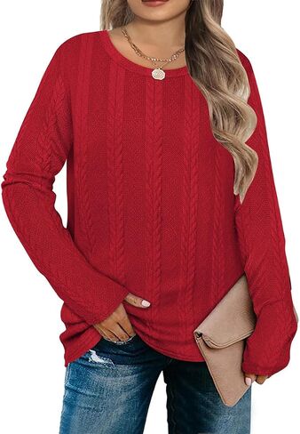 RITERA Plus Size Womens Tops Cable Knit Sweaters Casual Long Sleeve Lightweight Pullover Sweater Tops XL-5XL in Saudi Arabia