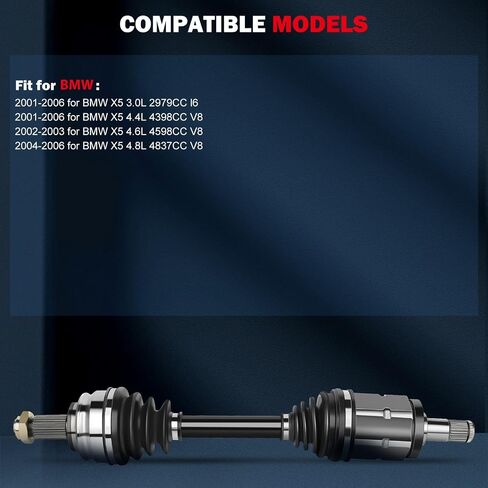 cciyu 60-9255 NCV27501 Front Left CV Axle Shaft Assembly For BMW For X5 2001-2006 AWD in Saudi Arabia