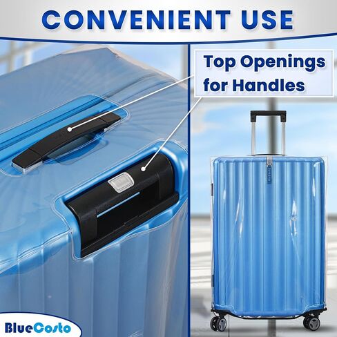 غطاء الأمتعة BlueCosto لحقيبة السفر - واقي الأمتعة الشفاف من PVC مقاس 26 بوصة للحقائب بحجم 25 بوصة - 27 بوصة - ملحق سفر ممتاز لحماية الأمتعة - غطاء عالمي مع إغلاق بخطاف وحلقة in Kuwait