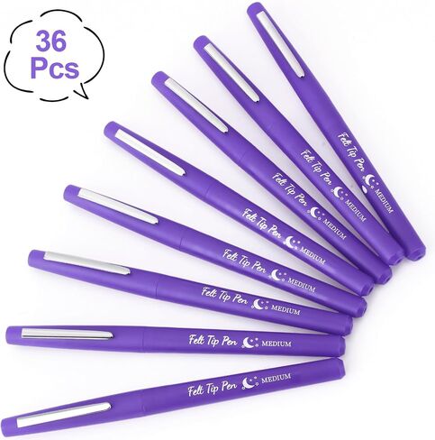 36 Pcs Black Felt Tip Pens 0.7mm Medium Point Felt Pens Colored Felt Tip Marker Pens Journal Planner Pens Felt Pens for Journaling Writing Note Taking Art Office and School Supplies in Saudi Arabia