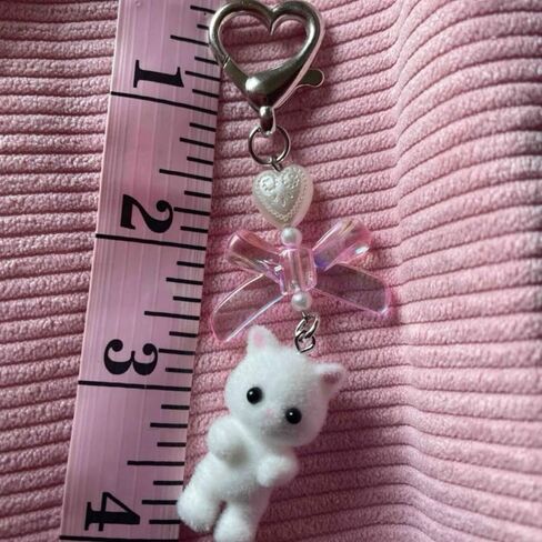 Delicate and Cute Cat Keychains: Fuzzy Kitty Cat Decor Gifts for Cat Lovers, Y2K Heart Bow Pendant, Kawaii Charms for Girls Bags and Backpacks in Saudi Arabia