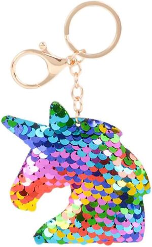 Rhode Island Novelty 3 Inch Flip Sequin Plush Rainbow Silver Unicorn Keychains, Two per Order in Saudi Arabia