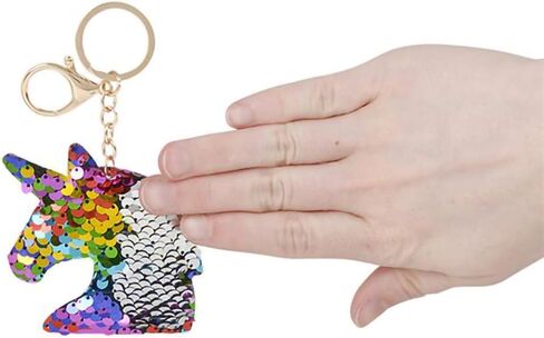 Rhode Island Novelty 3 Inch Flip Sequin Plush Rainbow Silver Unicorn Keychains, Two per Order in Saudi Arabia