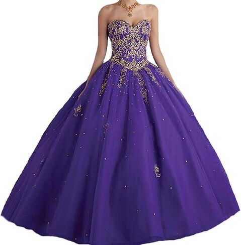 ثوب الكرة الحلو 16 فستان Quinceanera فساتين حفلة موسيقية طويلة رسمية مع زين الذهب in Kuwait