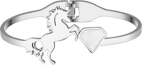 Stainless Steel Unicorn Bracelets 18K Gold Bangle Horse Gifts for Girls Women Charms Running Horse Bracelets in Saudi Arabia
