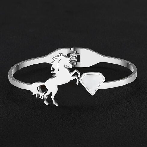 Stainless Steel Unicorn Bracelets 18K Gold Bangle Horse Gifts for Girls Women Charms Running Horse Bracelets in Saudi Arabia