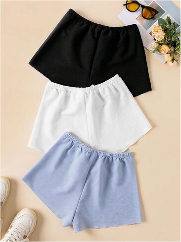 SHENHE Women's 3 Pack Soft Pajama Shorts Elastic Waist Solid Lounge Shorts Sleepwear in Kuwait