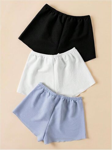 SHENHE Women's 3 Pack Soft Pajama Shorts Elastic Waist Solid Lounge Shorts Sleepwear in Kuwait