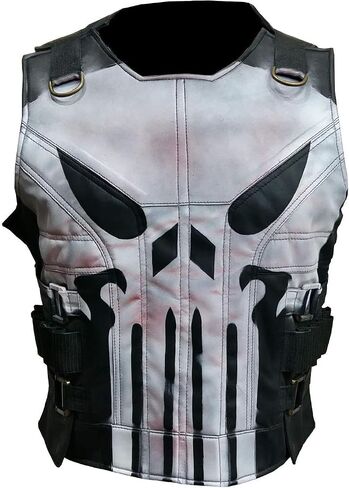 سترة جلدية تكتيكية للموسم 2 من The Punisher - سترة جلدية لراكبي الدراجات النارية من Punisher Jon Bernthal (الولايات المتحدة، ألفا، متوسط، عادي، عادي، أسود) in Saudi Arabia