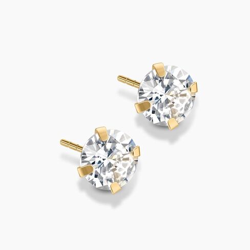 14K Yellow Gold Cubic Zirconia Single/Pair Stud Earrings, 4mm-6mm Cubic Zirconia, Soft Silicone Gold Back, Stud Earrings For Women, Minimalist Jewelry, Gift For Her, Jewelry For Women in Saudi Arabia