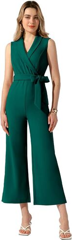 Allegra K Women's Summer Elegant Office Business Casual Outfits Wide Leg Jumpsuit Romper in Saudi Arabia