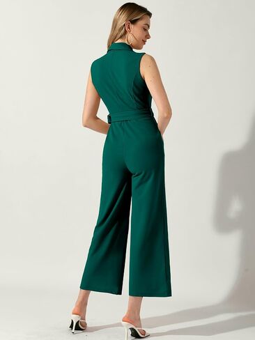 Allegra K Women's Summer Elegant Office Business Casual Outfits Wide Leg Jumpsuit Romper in Saudi Arabia
