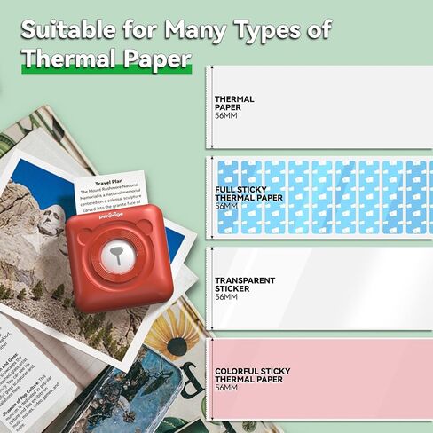 Mini Pocket Bluetooth Printer, Portable Thermal Sticker Maker, Bluetooth Connected Phone, Compatible with iOS&Android, for Journal/DIY Scrapbook/Travel/Notes/Lists/Label/Memo,Photos 304DPI (Red) in Saudi Arabia