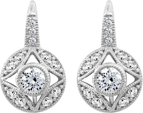 Leverback Drop & Dangle Earrings for Women by DIAMONBLISS | 14K Yellow Gold, Rose Gold, Platinum Plated 925 Sterling Silver | 1 Carat Round Cut Cubic Zirconia CZ Simulated Diamond | Vintage Antique Earrings in Saudi Arabia