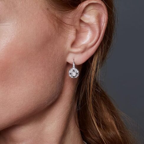 Leverback Drop & Dangle Earrings for Women by DIAMONBLISS | 14K Yellow Gold, Rose Gold, Platinum Plated 925 Sterling Silver | 1 Carat Round Cut Cubic Zirconia CZ Simulated Diamond | Vintage Antique Earrings in Saudi Arabia