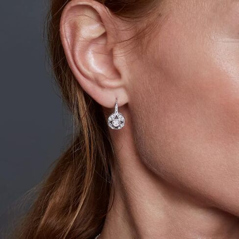 Leverback Drop & Dangle Earrings for Women by DIAMONBLISS | 14K Yellow Gold, Rose Gold, Platinum Plated 925 Sterling Silver | 1 Carat Round Cut Cubic Zirconia CZ Simulated Diamond | Vintage Antique Earrings in Saudi Arabia