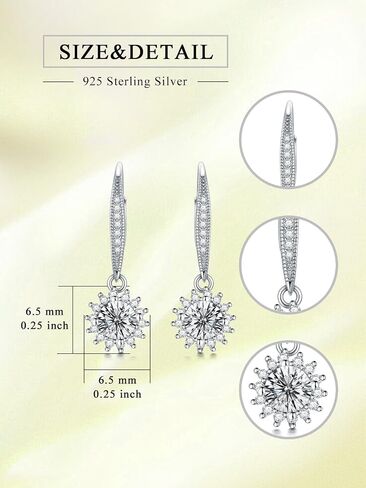 Moissanite Leverback Earrings for Women 18K White Gold Plated 925 Sterling Silver 1-2CT Moissanite Dangle Earrings Simulated Diamond D Color Moissanite Drop Earrings Birthday Wedding Anniversary Christmas Gifts for Her Wife in Saudi Arabia