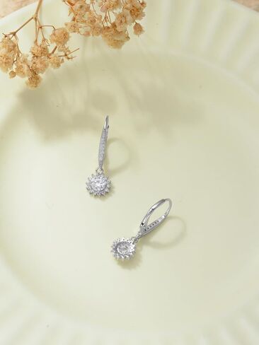 Moissanite Leverback Earrings for Women 18K White Gold Plated 925 Sterling Silver 1-2CT Moissanite Dangle Earrings Simulated Diamond D Color Moissanite Drop Earrings Birthday Wedding Anniversary Christmas Gifts for Her Wife in Saudi Arabia