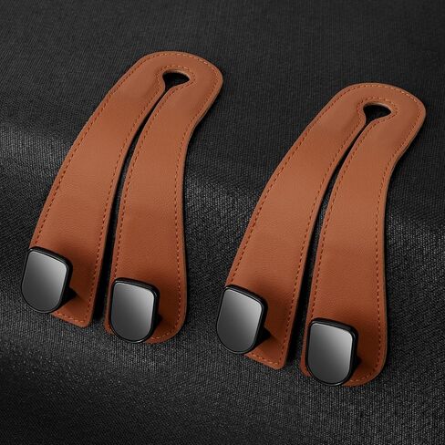 2025 Automotive Seat Back Hooks,Leather Car Seat Hooks,Dual Headrest Organizer Hangers for Purses, Bags & Phones, 2 in 1 Car Headrest Hidden Hook for Tidy Organization,Pack of 2(Carbon Black) in Saudi Arabia