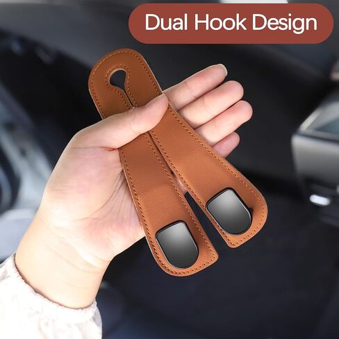 2025 Automotive Seat Back Hooks,Leather Car Seat Hooks,Dual Headrest Organizer Hangers for Purses, Bags & Phones, 2 in 1 Car Headrest Hidden Hook for Tidy Organization,Pack of 2(Carbon Black) in Saudi Arabia