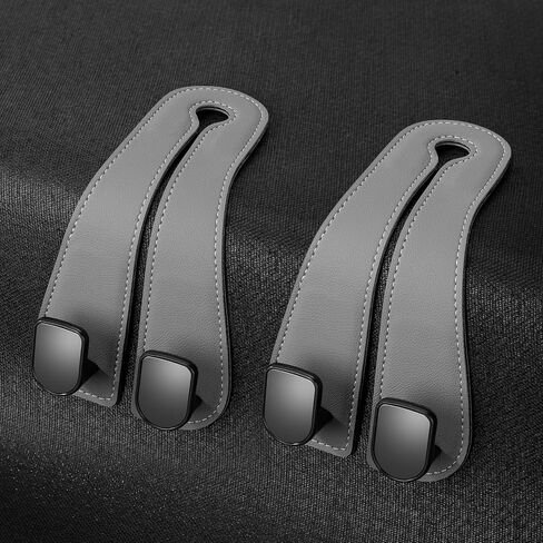 2025 Automotive Seat Back Hooks,Leather Car Seat Hooks,Dual Headrest Organizer Hangers for Purses, Bags & Phones, 2 in 1 Car Headrest Hidden Hook for Tidy Organization,Pack of 2(Carbon Black) in Saudi Arabia