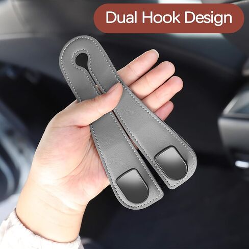 2025 Automotive Seat Back Hooks,Leather Car Seat Hooks,Dual Headrest Organizer Hangers for Purses, Bags & Phones, 2 in 1 Car Headrest Hidden Hook for Tidy Organization,Pack of 2(Carbon Black) in Saudi Arabia