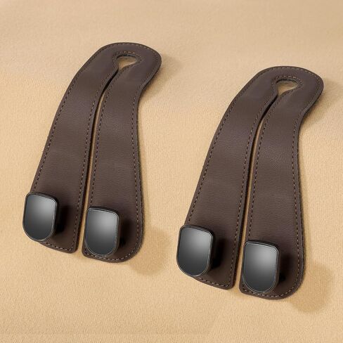 2025 Automotive Seat Back Hooks,Leather Car Seat Hooks,Dual Headrest Organizer Hangers for Purses, Bags & Phones, 2 in 1 Car Headrest Hidden Hook for Tidy Organization,Pack of 2(Carbon Black) in Saudi Arabia