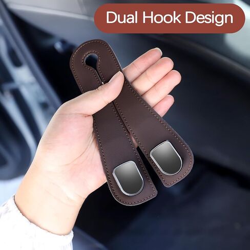 2025 Automotive Seat Back Hooks,Leather Car Seat Hooks,Dual Headrest Organizer Hangers for Purses, Bags & Phones, 2 in 1 Car Headrest Hidden Hook for Tidy Organization,Pack of 2(Carbon Black) in Saudi Arabia