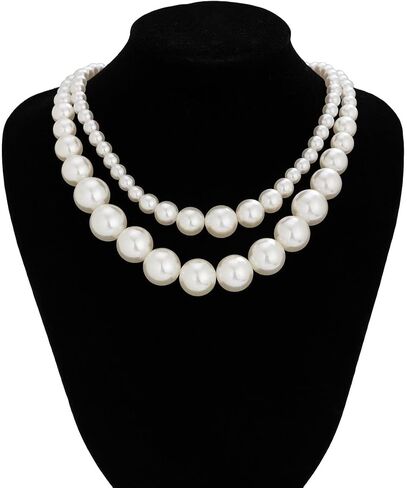 Pearl Choker Necklaces for Women Faux Pearl Necklaces Summer Layered Pearl Necklace Big Chunky Pearl Necklace Fashion Jewelry Gifts in Saudi Arabia