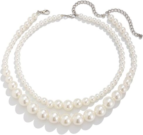 Pearl Choker Necklaces for Women Faux Pearl Necklaces Summer Layered Pearl Necklace Big Chunky Pearl Necklace Fashion Jewelry Gifts in Saudi Arabia