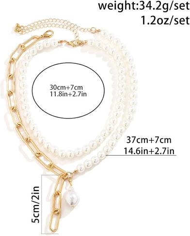 Pearl Choker Necklaces for Women Faux Pearl Necklaces Summer Layered Pearl Necklace Big Chunky Pearl Necklace Fashion Jewelry Gifts in Saudi Arabia