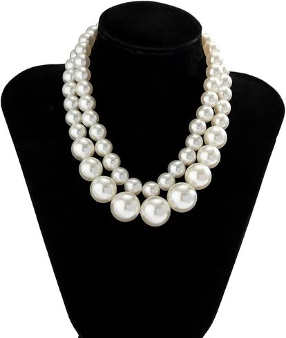 Pearl Choker Necklaces for Women Faux Pearl Necklaces Summer Layered Pearl Necklace Big Chunky Pearl Necklace Fashion Jewelry Gifts in Kuwait