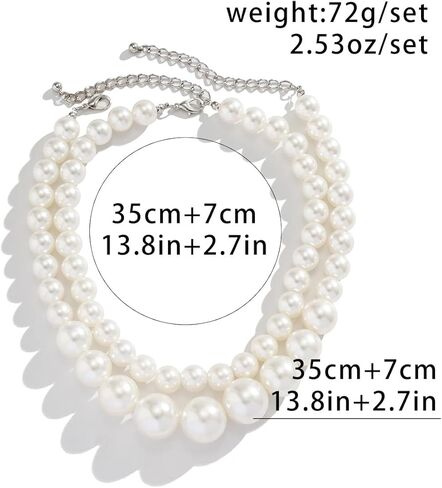 Pearl Choker Necklaces for Women Faux Pearl Necklaces Summer Layered Pearl Necklace Big Chunky Pearl Necklace Fashion Jewelry Gifts in Kuwait