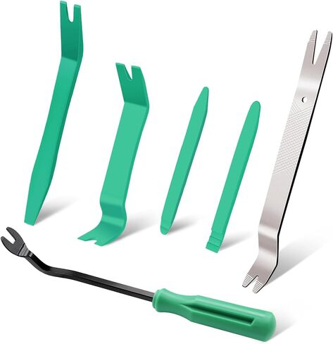 6 PCS Trim Removal Tool Kit, Plastic Pry Tool Door Clip Panel Removal Tool Set, Metal Trim Tool for Car Dash Radio Audio, Black in Saudi Arabia