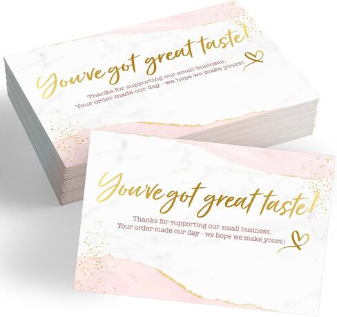 T MARIE 50 Large Gold Foil 4x6 Thank You Postcards Small Business Supplies for Boutique Shops - Gold and Pink Thank You For Your Order and Thanks For Supporting My Small Business Cards in Saudi Arabia