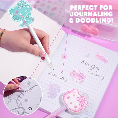 Hello Kitty 50th Anniversary Pink Novelty Pen by STMT, Limited Edition Hello Kitty Pen, Cute School Supplies, Exclusive Sanrio Accessories, Kawaii Stationery, Sanrio Pens, Hello Kitty Merch in Saudi Arabia