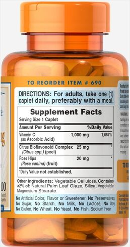 Puritan's Pride 1000 mg with Bioflavonoids & Rose HIPS Supports Immune System in Saudi Arabia